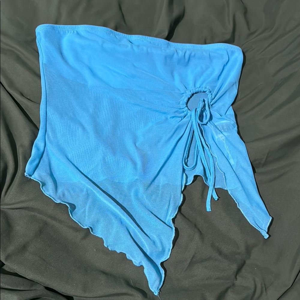 Blue Asymmetrical Tube Top